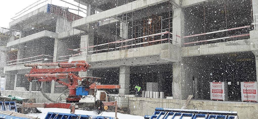 Аренда стационарного бетононасоса для строительства учебного корпуса Университета МВД РФ в г. Москва